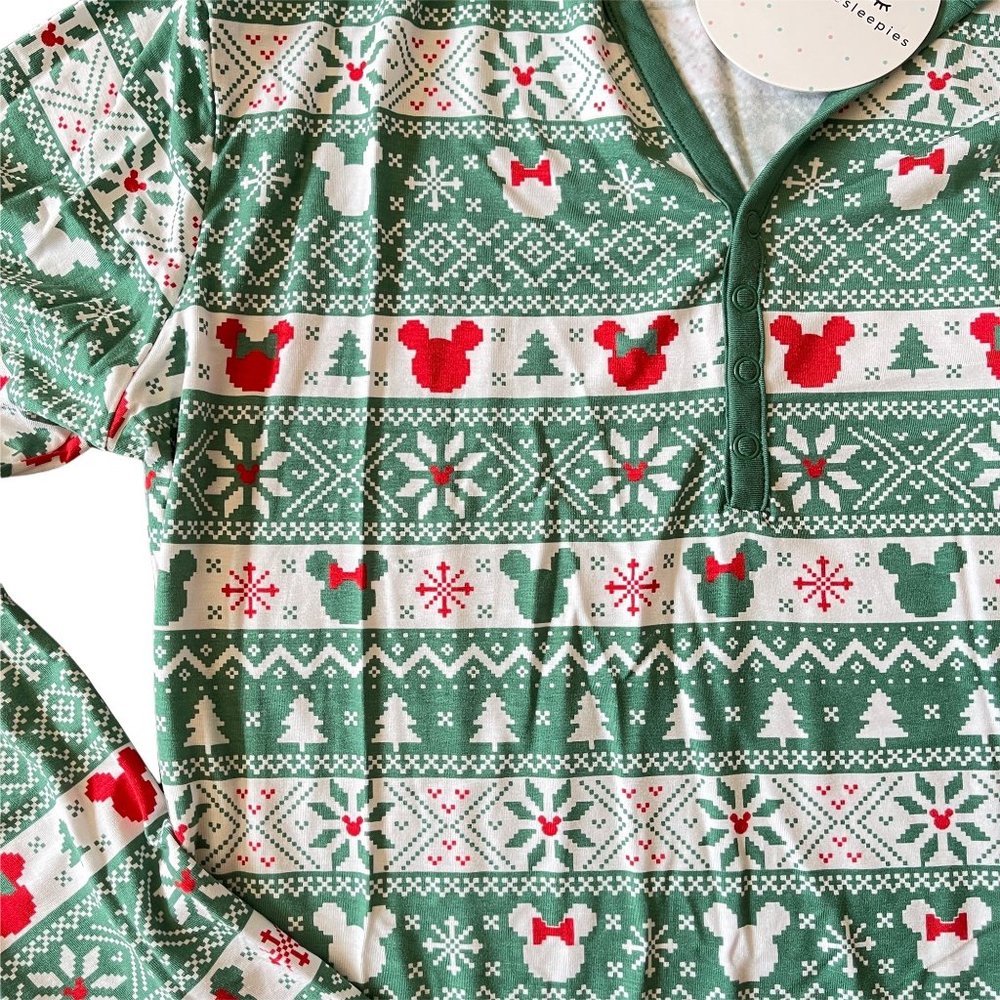 Little Sleepies Disney Pajama Top Mickey Fair Isle Size Medium Bamboo Viscose - Picture 8 of 9